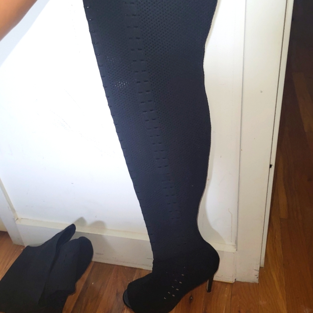 ALDO over the knee mesh open toe boots